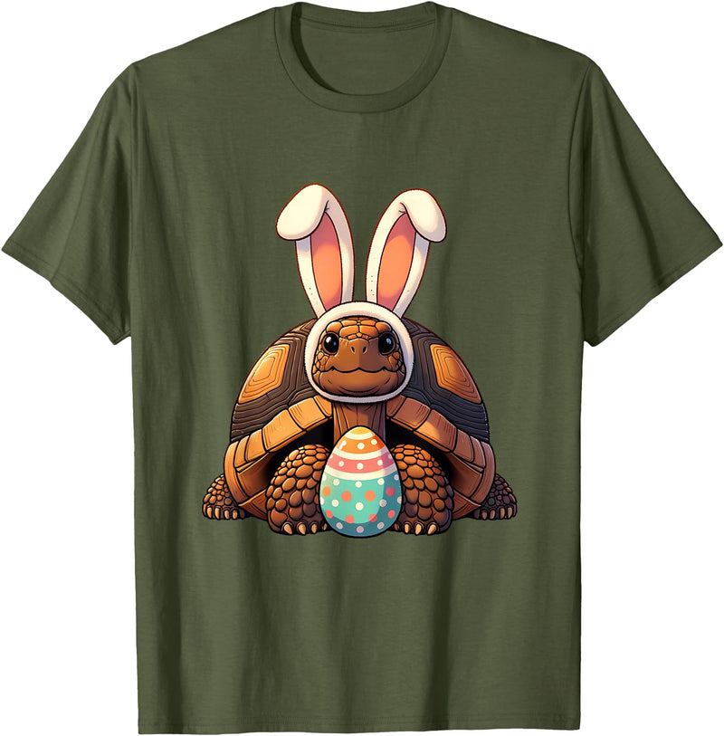 Funny Easter Tortoise Lovers Egg Eggs Bunny Rabbit Funny T-Shirt in Olive Green