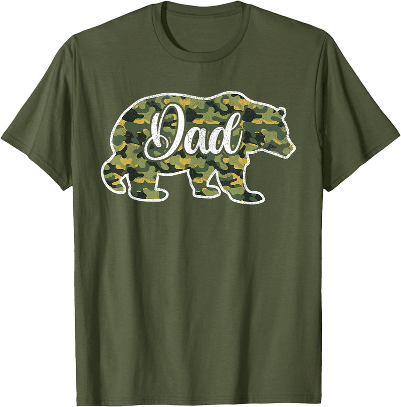 Bear Hunting Gifts For Hunters Men’s Bear Hunter Dad Camouflage Shirts, Father Hunting Camo T-Shirt - Olive Green