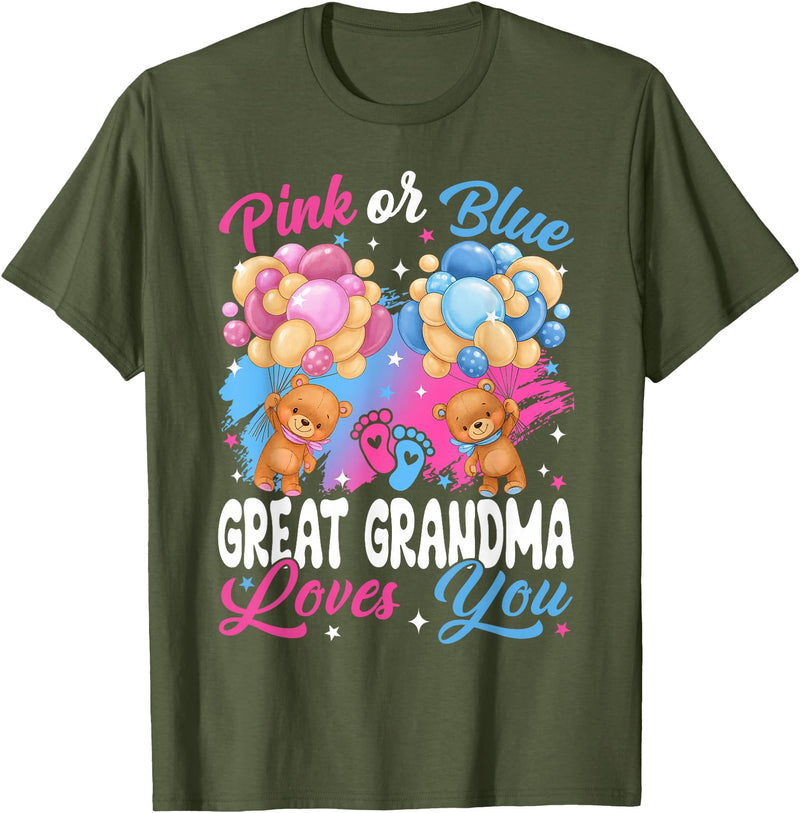 Bears Pink Or Blue Gender Reveal Bears Pink Or Blue Great Grandma Loves You Gender Reveal T-Shirt - Olive Green