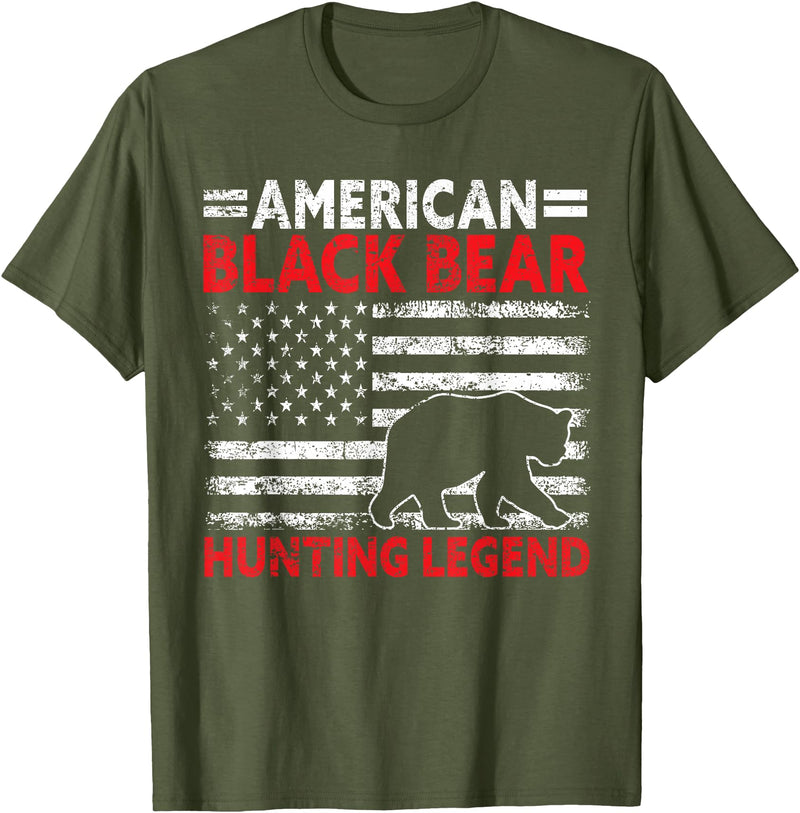 Funny Black Bear Hunting Gear Gifts For Men Hunter American Black Bear Hunting Legend USA Black Bear Hunting T-Shirt - Olive Green