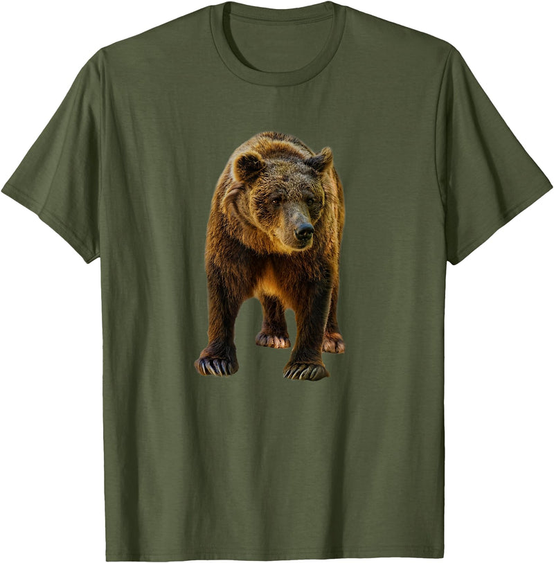 Bear Tees Grizzly Bear Vintage Graphic T-Shirt T-Shirt - Olive Green