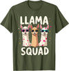 Funny Llama Alpaca Animal Lover Gifts Clothing Llama Squad T-Shirt - Olive Green