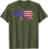 TeeRetro Patriotic Pig American Flag Vintage Funny Gift T-Shirt - Olive Green