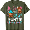 Reveal Party Highland Cow Bull or Heifer Auntie Loves You Highland Cow Lover T-Shirt - Olive Green