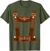 Bavarian Oktoberfest Halloween Costume Oktoberfest Costume Halloween Lederhosen T-Shirt - Olive Green