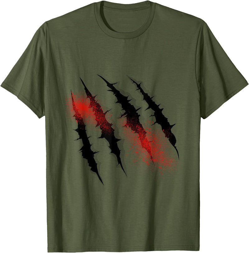 Funny Dinosaur Clothing Dinosaur T rex Claw Marks For Halloween Boys Men Kids T-Shirt - Olive Green