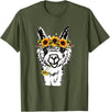 Funny Llama Alpaca Animal Lover Women's Floral Llama Alpaca Funny Graphics T-Shirt - Olive Green