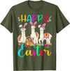 Happy Easter Three Llama Wearing Bunny Ear Happy Easter Llama Lover Three Llama Wearing Bunny Ear T-Shirt - Olive Green