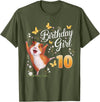 Giraffe Birthday Party by LazyPanda Guinea Pig Birthday Girl 10th Birthday Party 10 Year Old T-Shirt - Olive Green