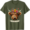 Humorous Highland Cow Gifts Highland Cow Birthday Girl Party T-Shirt - Olive Green