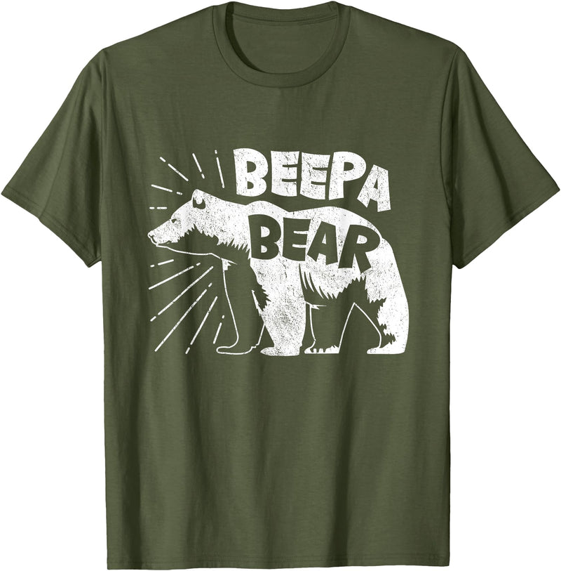 Mens Beepa Bear T-Shirt Father's Day Tee T-Shirt - Olive Green