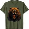 Forest Animal Art Bear Portrait Art Work Wildlife Animal Lovers Forest Motif T-Shirt - Olive Green