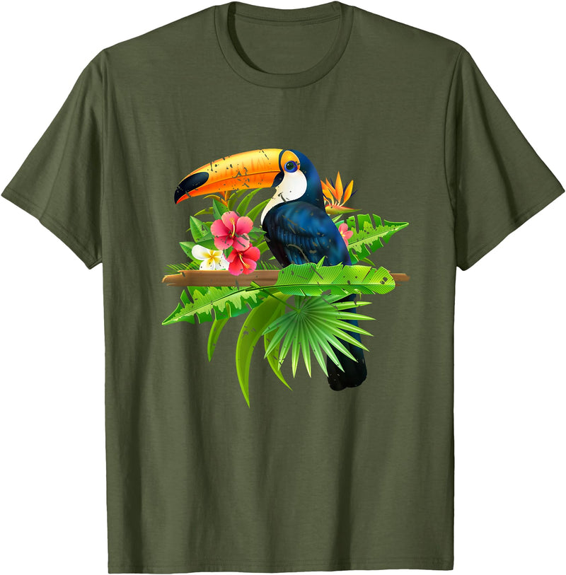 Toucan Bird Ornithologist Gift Idea Tropical Birds Exotic Summer Animal Toucan T-Shirt - Olive Green