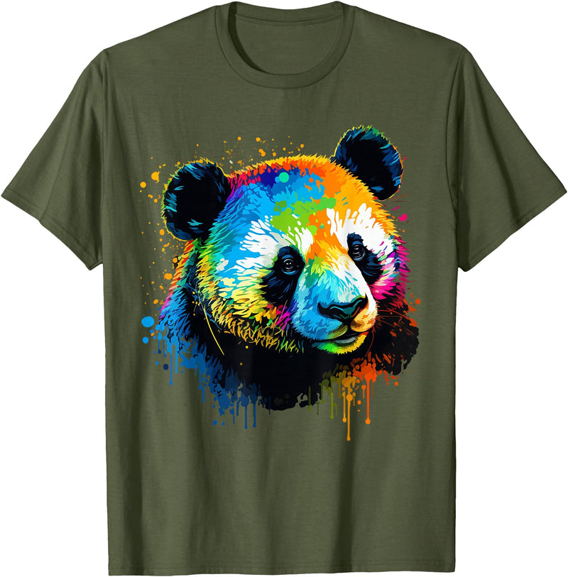 Cute Panda Lovers Kawaii Asian Bears Gifts DAIMMER Watercolor Panda T-Shirt - Olive Green