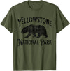 Yellowstone National Park Wyoming USA Outdoor Yellowstone National Park Bear Nature Hike Outdoors Vintage T-Shirt - Olive Green