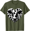 Humorous Gifts for Cow Farmer Cow Print Heart Cow Farmer Girl T-Shirt - Olive Green