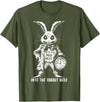 The Creepy White Rabbit in Wonderland Horror Fantasy Art T-Shirt in Olive Green