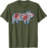 Aztec Show Pig Livestock Animal Lover Aztec Show Pig Livestock Pig Breeder Stock Show Mom Pig T-Shirt - Olive Green