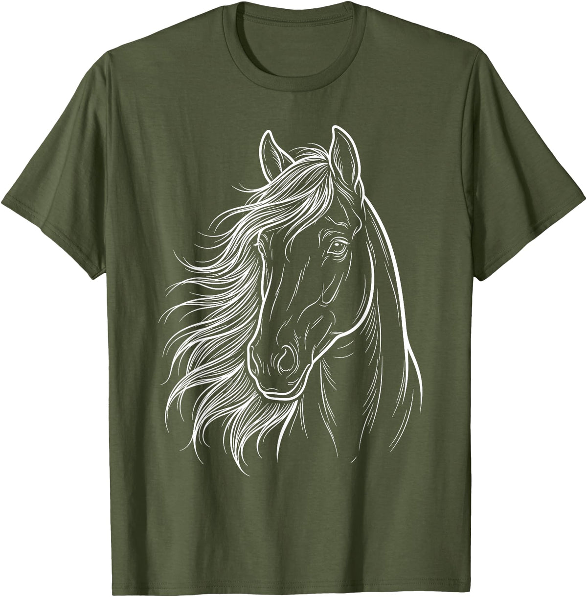 Elegant Horse Silhouette tee for Horse Lovers Cute & Elegant Horse Silhouette Art for Horse Lovers T-Shirt - Olive Green