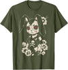 Creepy Bunny Rabbit Japanese Kawaii Manga Horror Goth T-Shirt in Olive Green
