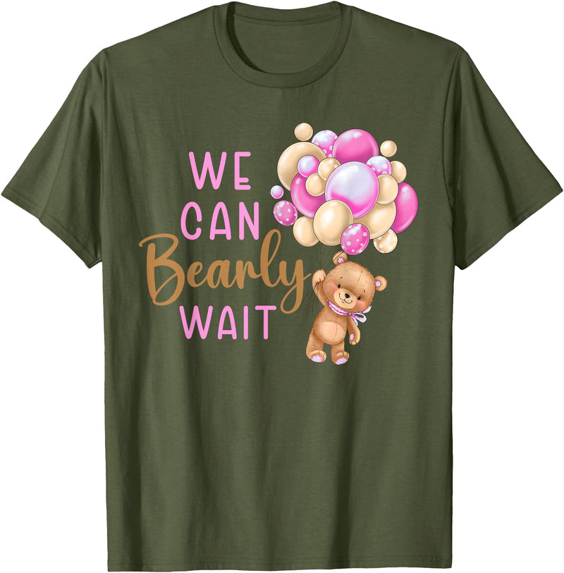 Can Bearly Wait baby shower Decorations Apparel We Can Bearly Wait Gender Neutral Baby Shower Party T-Shirt - Olive Green