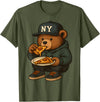 Street Food Streetwear & Hip Hop Style Designs Hip Hop Teddy Bear Eating New York Style Pizza Teenager Men T-Shirt - Olive Green