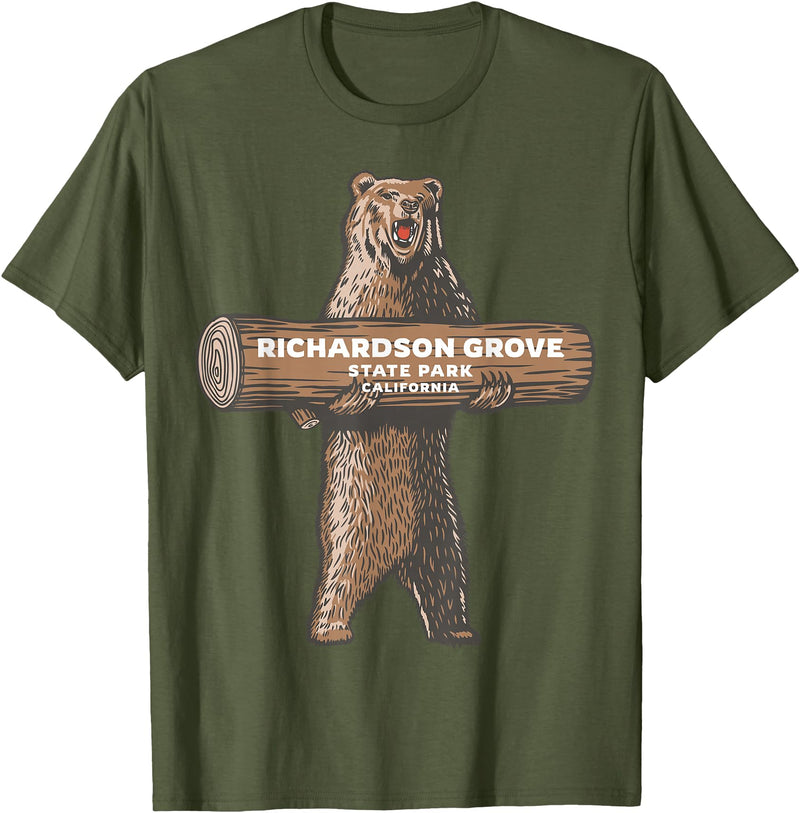Richardson Grove State Park California CA Shop Richardson Grove State Park California CA Bear Souvenir T-Shirt - Olive Green
