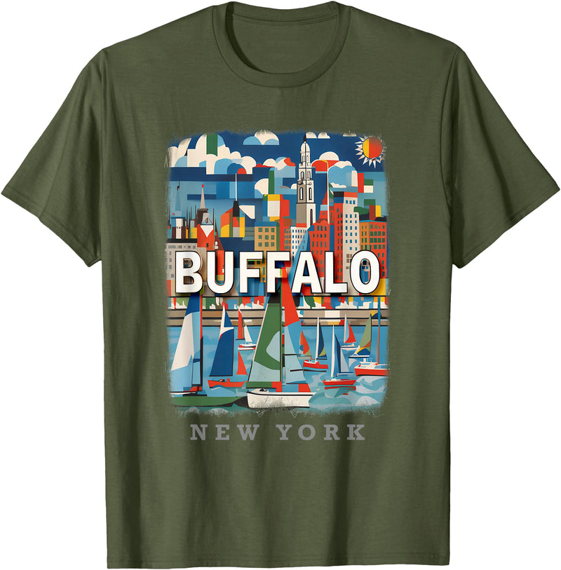 Buffalo New York Waterfront Wonder Buffalo New York NY Waterfront Wonder SD391 T-Shirt - Olive Green