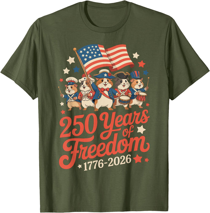 Hamsters 250 Years Revolutionary War Parade 1776 2026 July 4 T-Shirt - Olive Green