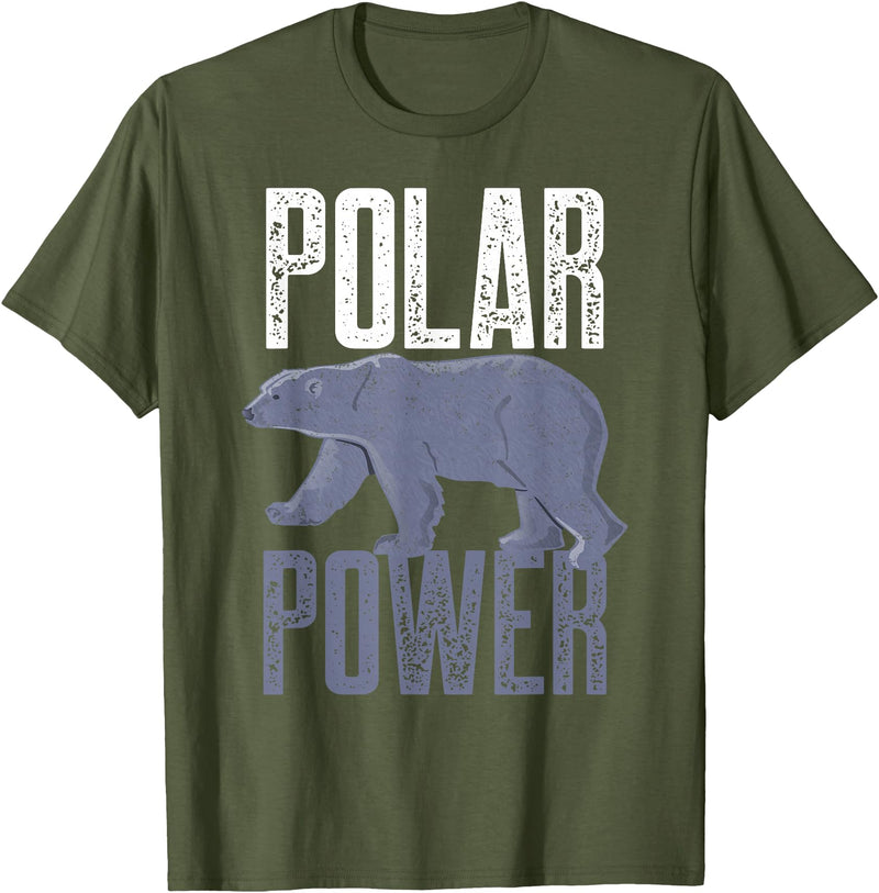 Polar Bear Power Gifts & Apparel Polar Bear Power T-shirt For Bear Lovers Kids Women Men T-Shirt - Olive Green