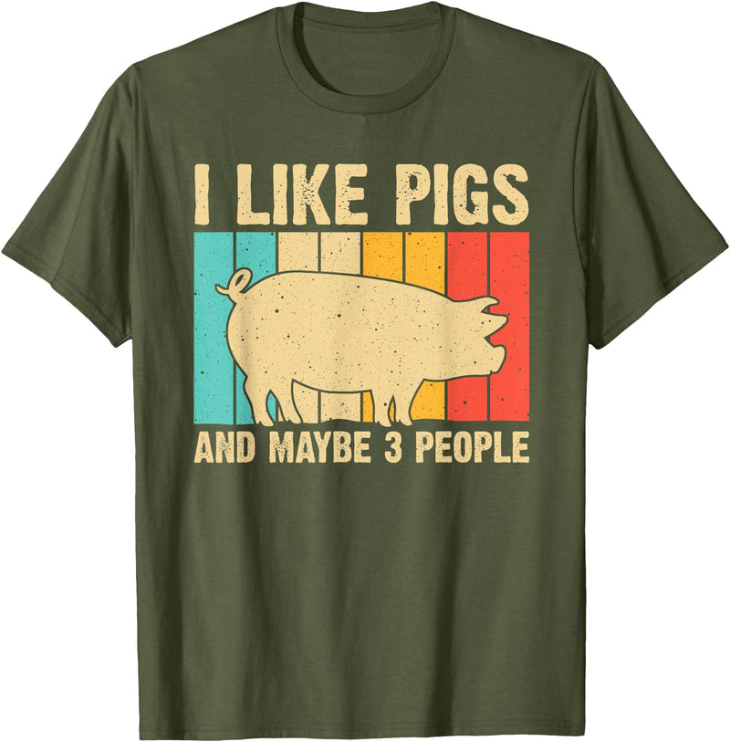 Cool Pig Gifts Farmer Pigs Accessories & Stuff Funny Pig For Men Women Farm Animal Swine Vintage Pig Lovers T-Shirt - Olive Green