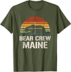 Funny Bear Hunting Clothing Bear Hunter Vintage Sunset Bear Hunting Group Maine T-Shirt - Olive Green