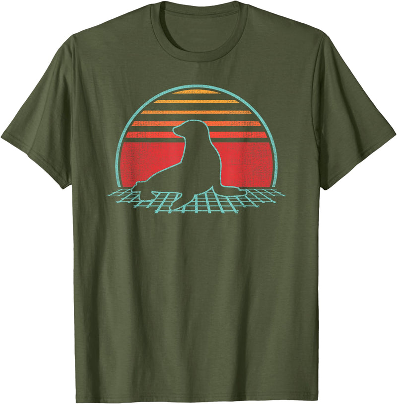 Sea Lion Graphic Art Designs Sea Lion Lover Animal Retro Vintage 80s Style T-Shirt - Olive Green
