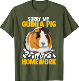 Sorry My Guinea Pig Ate My Homework Funny Pet Rodent Hamster T-Shirt - Olive Green