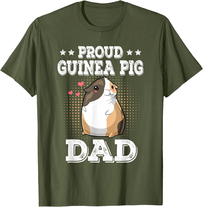 Guinea Pig Lover Apparel Women Girl T-Shirt Gifts Proud Guinea Pig Dad Funny Guinea Pig Fathers Day Gift T-Shirt - Olive Green