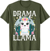Llama Lover Gift Co. Drama Llama for Kids T-Shirt - Olive Green