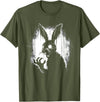 Scary Goth Rabbit, Horror Rabbit, Weirdcore Rabbit T-Shirt in Olive Green