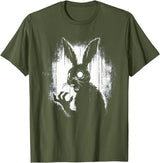 Scary Goth Rabbit, Horror Rabbit, Weirdcore Rabbit T-Shirt in Olive Green