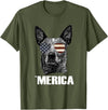 Australian Cattle Dog Patriotic Tee Gifts Merica Australian Cattle Dog with USA Flag Sunglasses Gift T-Shirt - Olive Green