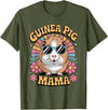 Guinea Pig Rodents Lover Mom Mother'S Day Guinea Pig Mama Floral Vintage 60s 70s Sunglasses T-Shirt - Olive Green
