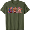 July 4th Highland Cow Farm Lovers American Costume Highland Cow Cattle Animal Lover Patriotic 4th of July T-Shirt - Olive