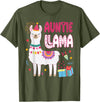 Family Matching Llama Birthday Party Supplies Auntie Llama Aunt Of The Birthday Boy Girl Llama Birthday T-Shirt - Olive Green