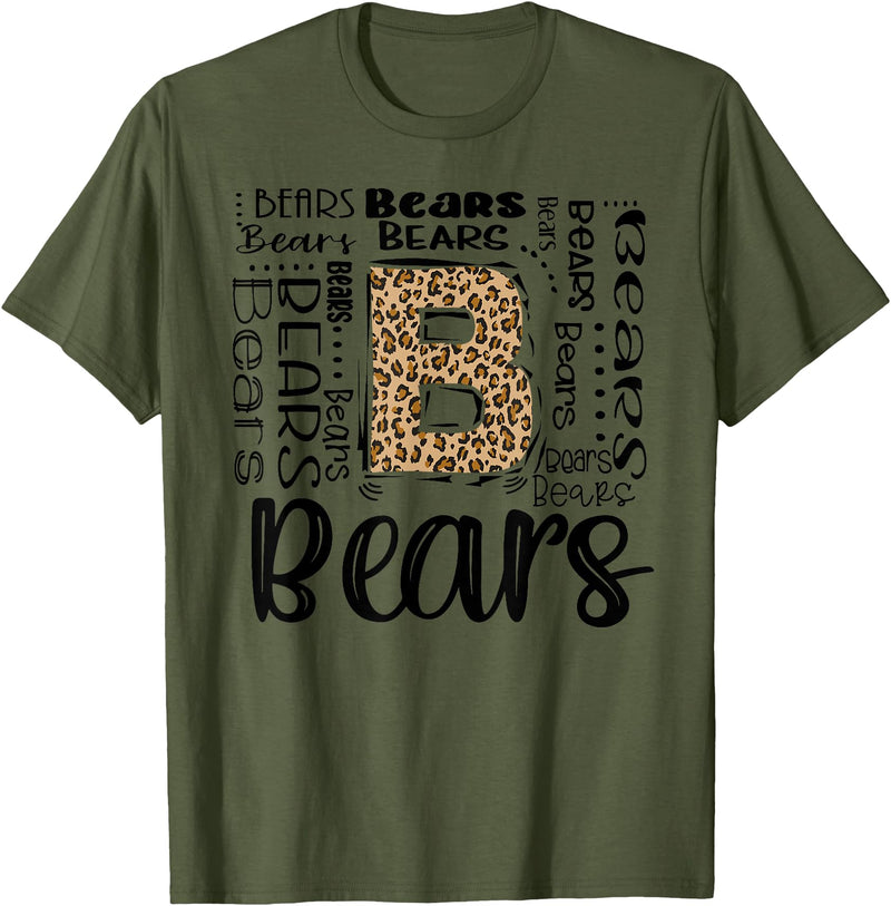 School & Teacher Apparel Teeready - Back To School Bears School Sports Fan Team Spirit Vintage T-Shirt - Olive Green