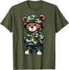 Camo Teddy Bear Hip Hop Designs for Men & Boys Camo Hip Hop Teddy Bear Camouflage Gangsta Streetwear Hustle T-Shirt - Olive Green