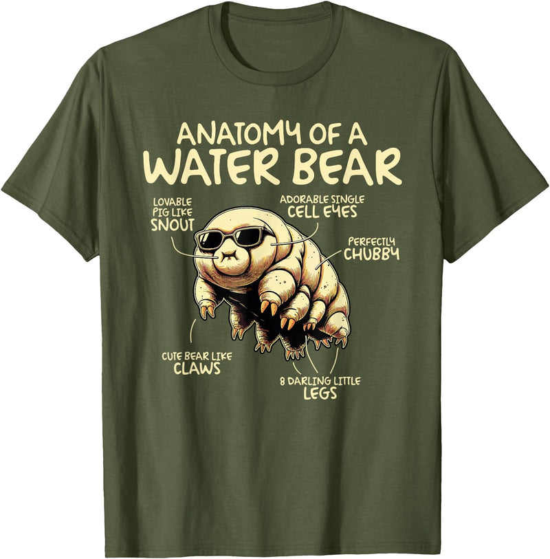 Tardigrade Water Bear Co Anatomy Of A Water Bear Funny Tardigrade T-Shirt - Olive Green
