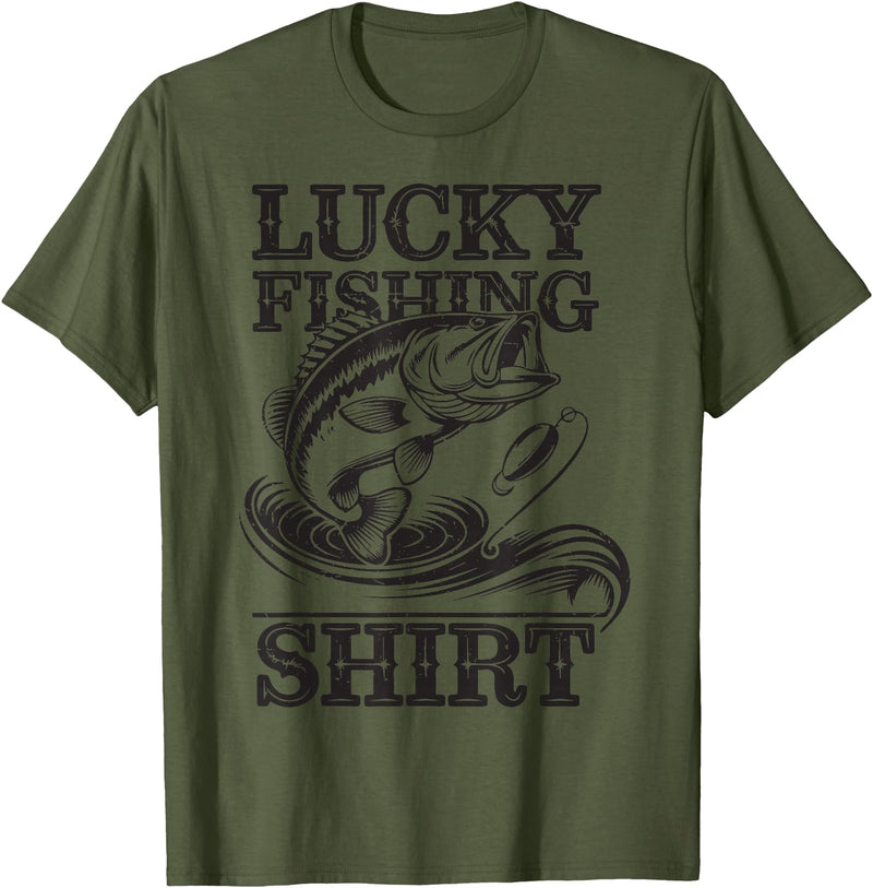 My Lucky Fishing Shirt Youth Teen Boys Bass Fish Men My Lucky Fishing Shirt Boy Youth Funny Fisherman Toddler T-Shirt - Olive Green