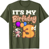 Cow Birthday 3 Party Farmyard Apparel Cow 3rd Birthday Party Balloons Moo Farm Animal Vet Barn T-Shirt - Olive Green
