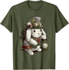 Cute Rabbit Lover Bunny Graphic T-Shirt (Asphalt Grey) in Olive Green