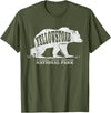 Vintage Yellowstone Retro Tees Tanks Tops Grizzly Bear Yellowstone National Park Est. 1872 T-Shirt - Olive Green