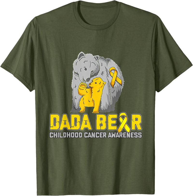 Cute Bear Support Childhood Cancer Awareness Dada Bear Support Childhood Cancer Awareness T-Shirt - Olive Green